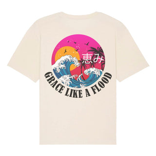 Grace like a Flood Oversized Shirt BackPrint Detailansicht, Mountain Movers christliche Streetwear