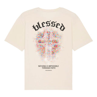 Blessed Oversized T-Shirt BackPrint Detailansicht, Mountain Movers christliche Streetwear