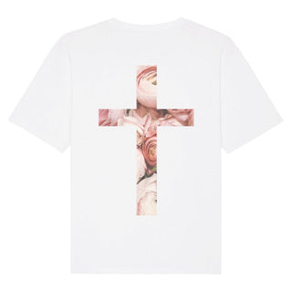 Rose Cross Oversized Shirt BackPrint Detailansicht, Mountain Movers christliche Streetwear