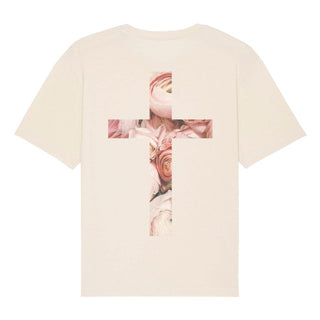 Rose Cross Oversized Shirt BackPrint Detailansicht, Mountain Movers christliche Streetwear