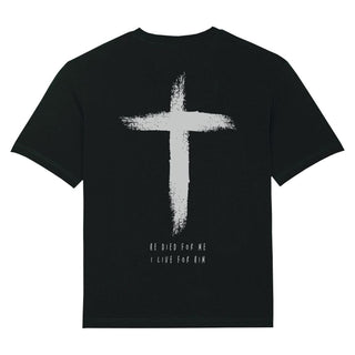 He Died Oversized Shirt BackPrint Variante, Mountain Movers christliches Design