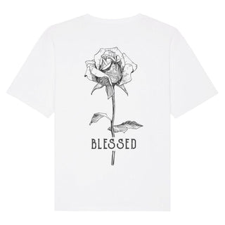 Blessed Rose Oversized Shirt BackPrint Detailansicht, Mountain Movers christliche Streetwear