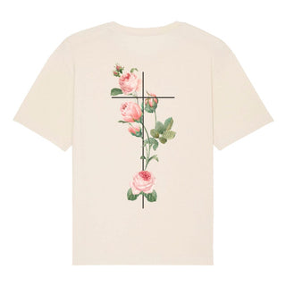 Rosenkreuz Oversized Shirt BackPrint Detailansicht, Mountain Movers christliche Streetwear