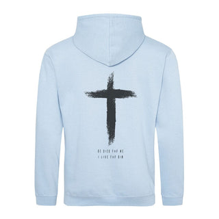 He Died Hoodie BackPrint Detailansicht, Mountain Movers christliche Streetwear