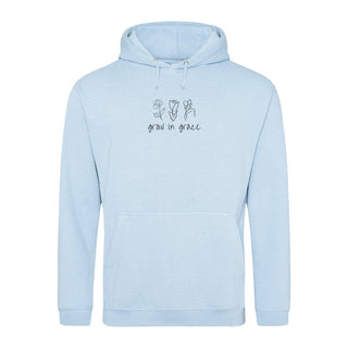 Grow in Grace Hoodie Detailansicht, Mountain Movers christliche Streetwear