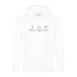 Faith hope Love Hoodie Detailansicht, Mountain Movers christliche Streetwear