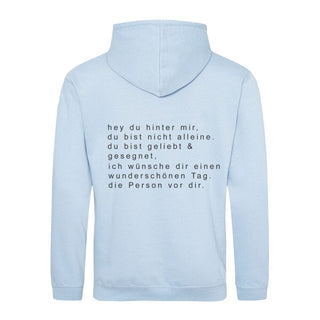 Hey Du Hoodie BackPrint Detailansicht, Mountain Movers christliche Streetwear
