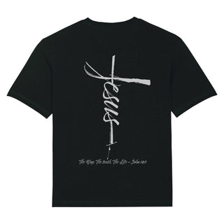 Jesus Cross Oversized Shirt BackPrint Variante, Mountain Movers christliches Design