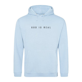 God is real Hoodie Detailansicht, Mountain Movers christliche Streetwear
