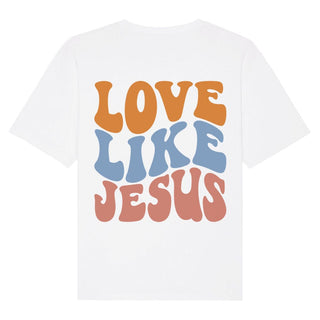 Love Like Jesus Oversized Shirt BackPrint Detailansicht, Mountain Movers christliche Streetwear