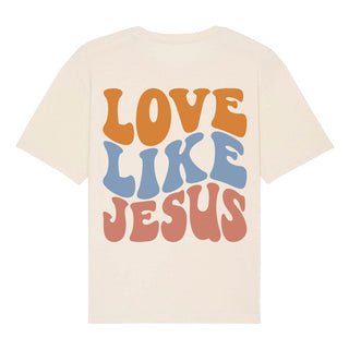 Love Like Jesus Oversized Shirt BackPrint Detailansicht, Mountain Movers christliche Streetwear