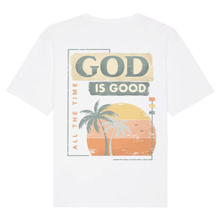 God is Good Oversized Shirt BackPrint Detailansicht, Mountain Movers christliche Streetwear