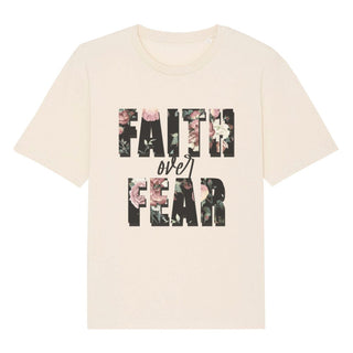 Faith over Fear Vintage Oversized Shirt Detailansicht, Mountain Movers christliche Streetwear