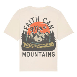 Mountains Retro Oversized Shirt BackPrint Detailansicht, Mountain Movers christliche Streetwear