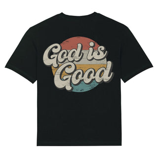 God Is Good Retro Circle Oversized Shirt Backprint Variante, Mountain Movers christliches Design