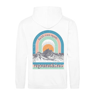 Faith can move Mountains Retro Hoodie BackPrint Detailansicht, Mountain Movers christliche Streetwear