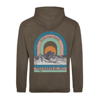 Faith can move Mountains Retro Hoodie BackPrint Detailansicht, Mountain Movers christliche Streetwear