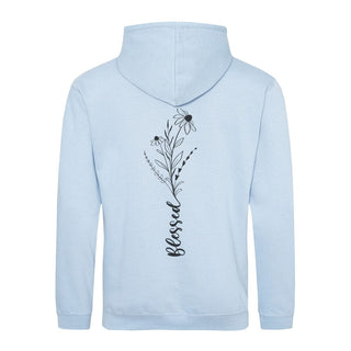 Blessed Flower Back Hoodie BackPrint Detailansicht, Mountain Movers christliche Streetwear