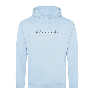 Blessed Kalligraphie Hoodie Detailansicht, Mountain Movers christliche Streetwear