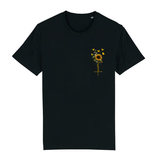 Faith Sunflower Shirt Detailansicht, Mountain Movers christliche Streetwear