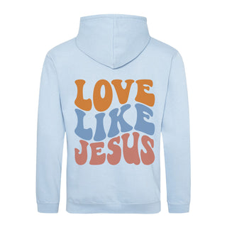 Love like Jesus Hoodie BackPrint Detailansicht, Mountain Movers christliche Streetwear