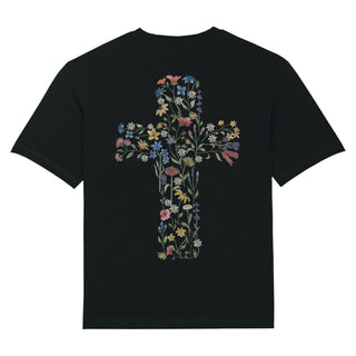 Flower Cross Oversized Shirt BackPrint Variante, Mountain Movers christliches Design