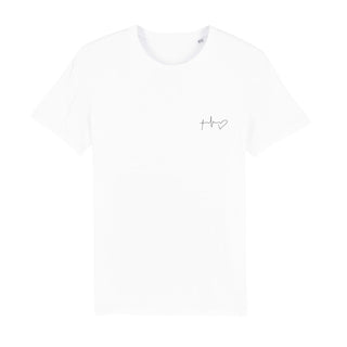 Faith Hope Love Symbols Minimalistisch T-Shirt Detailansicht, Mountain Movers christliche Streetwear