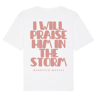 I will praise him Oversized Shirt BackPrint Detailansicht, Mountain Movers christliche Streetwear