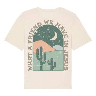 What a Friend Retro Oversized Shirt BackPrint Detailansicht, Mountain Movers christliche Streetwear