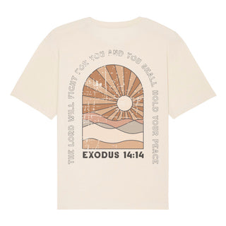 Exodus 14:14 Oversized Shirt BackPrint Detailansicht, Mountain Movers christliche Streetwear