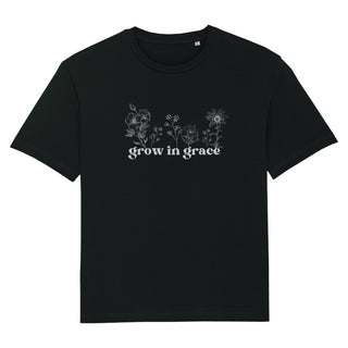 Grow in Grace Flower Oversized Shirt, Motivdetail