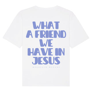 Friend in Jesus Oversized Shirt BackPrint Detailansicht, Mountain Movers christliche Streetwear