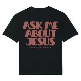 Ask me about Jesus Vintage Oversized Shirt BackPrint Variante, Mountain Movers christliches Design