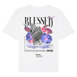 Blessed Streetwear Oversized Shirt BackPrint Detailansicht, Mountain Movers christliche Streetwear