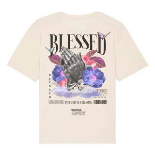 Blessed Streetwear Oversized Shirt BackPrint Detailansicht, Mountain Movers christliche Streetwear