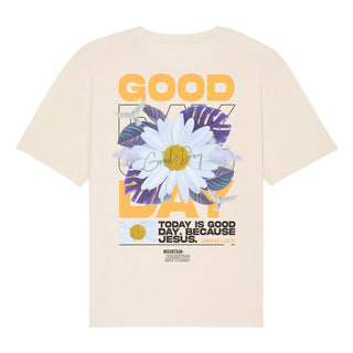 Good Day Oversized Shirt BackPrint Detailansicht, Mountain Movers christliche Streetwear