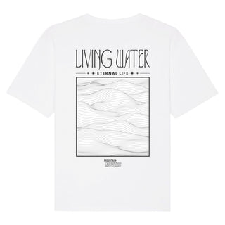 Living Water Waves Oversized Shirt BackPrint Detailansicht, Mountain Movers christliche Streetwear