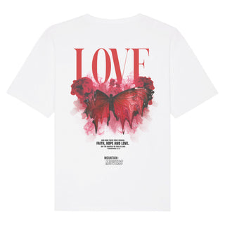 Love Streetwear Oversized Shirt BackPrint Detailansicht, Mountain Movers christliche Streetwear