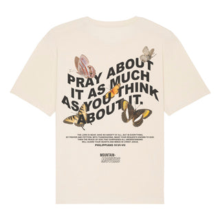 Pray about it Oversized Shirt BackPrint Detailansicht, Mountain Movers christliche Streetwear