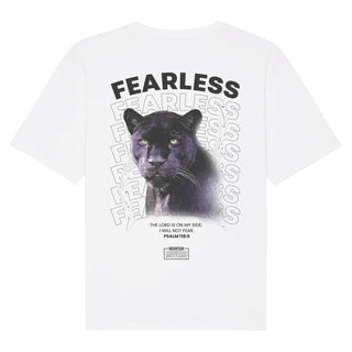 Fearless Panther Oversized Shirt BackPrint Detailansicht, Mountain Movers christliche Streetwear