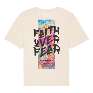 Faith over Fear Streetwear Oversized Shirt BackPrint Detailansicht, Mountain Movers christliche Streetwear