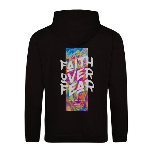 Geloof over angst Hoodie Rugprint