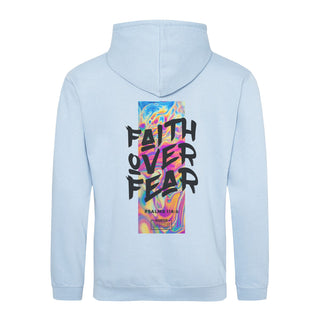 Faith over Fear Streetwear Hoodie BackPrint Detailansicht, Mountain Movers christliche Streetwear