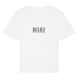 Belief Streetwear Oversized Shirt Front- und BackPrint Detailansicht, Mountain Movers christliche Streetwear