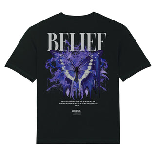 Belief Streetwear Oversized Shirt Front- und BackPrint Variante, Mountain Movers christliches Design