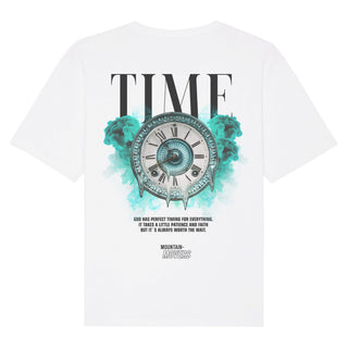 Time Streetwear Oversized Shirt BackPrint Detailansicht, Mountain Movers christliche Streetwear