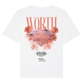 Worth Streetwear Oversized Shirt BackPrint Detailansicht, Mountain Movers christliche Streetwear