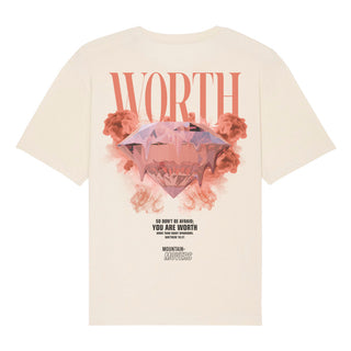 Worth Streetwear Oversized Shirt BackPrint Detailansicht, Mountain Movers christliche Streetwear