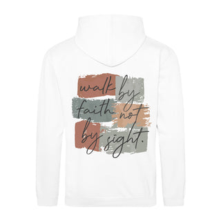 Walk by Faith Retro Hoodie BackPrint Variante, Mountain Movers christliches Design