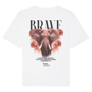 Brave Oversized Shirt BackPrint Detailansicht, Mountain Movers christliche Streetwear